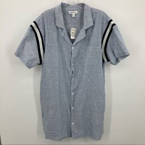 The Rail Navy Stripe Cotton Button Front Shirt NWT